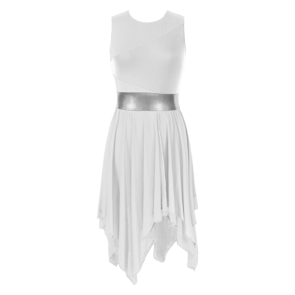 Женское танцевальное платье с цветными блоками, без рукавов, с круглым вырезом, асимметричным подолом, для выступлений, для вечеринок