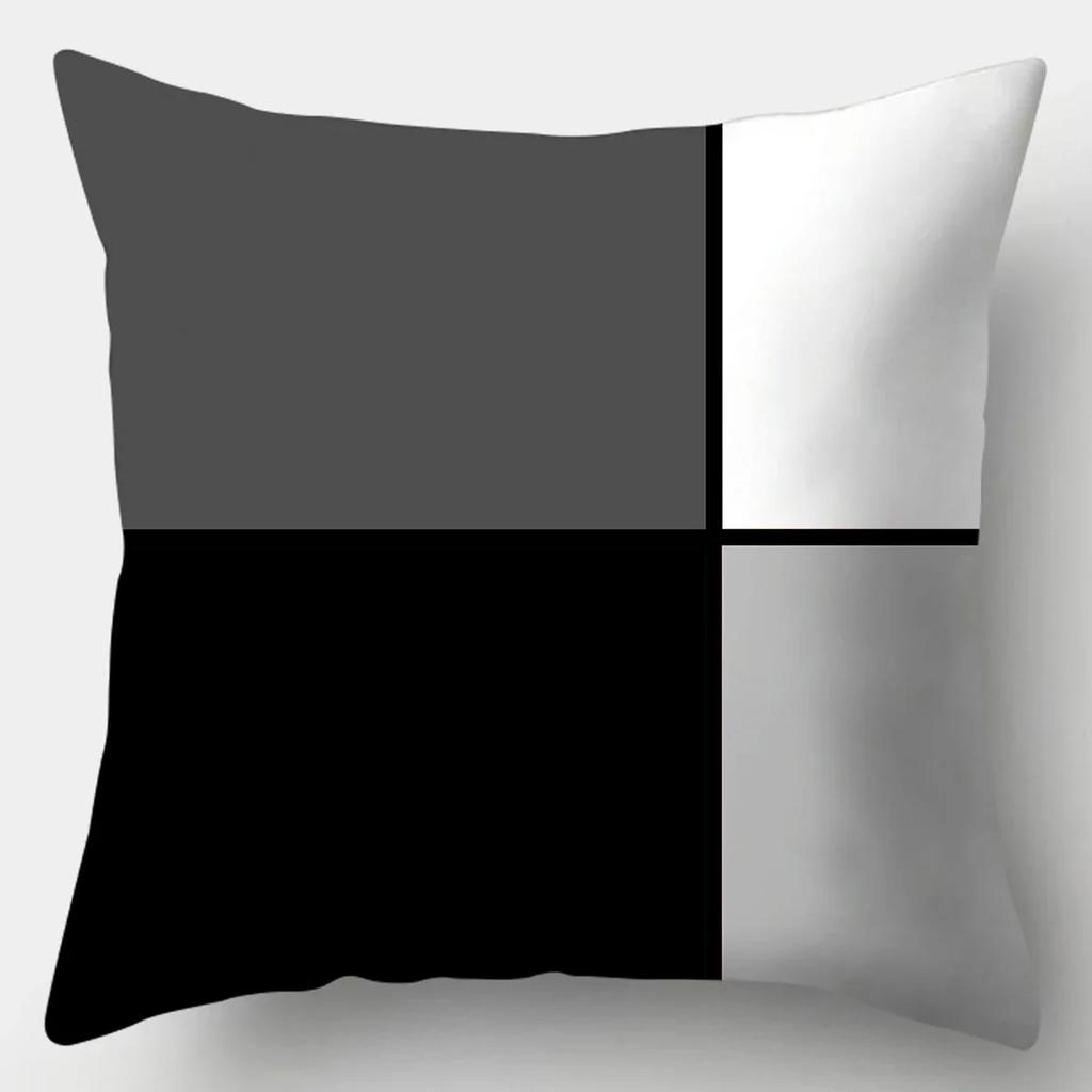 Black White Modern Style Cushion Cover 45x45cm Polyester Decorative Pillow Cover Living Room Bedroom Sofa Bed Pillow Case
