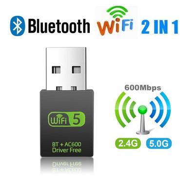 Беспроводной Wi-Fi-адаптер 600 Мбит/с + USB-передатчик Bluetooth-приемник 2-в-1 адаптер Wi-Fi Dongle Lan USB Ethernet Сетевая карта без драйверов для ПК-ноутбука