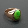 Oval Cab Green Copper Turquoise Sterling Silver Rose Gold Overlay Ring Jewelry, Handmade Turquoise Ring