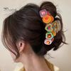 Women Hair Claw Cartoon Biscuits Decor Anti-slip Teeth Strong Grip Hair Clip Large Size Back Head Hair Clamp