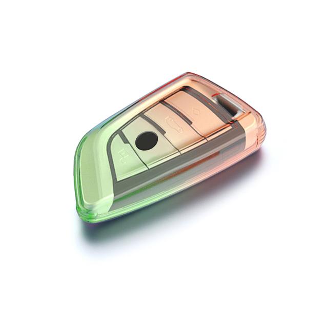 Car Remote Key Case Holder Gold Frame Design Auto Car Keys Shell TPU 4 Button Keychain for BMW A Series B Series Accessories