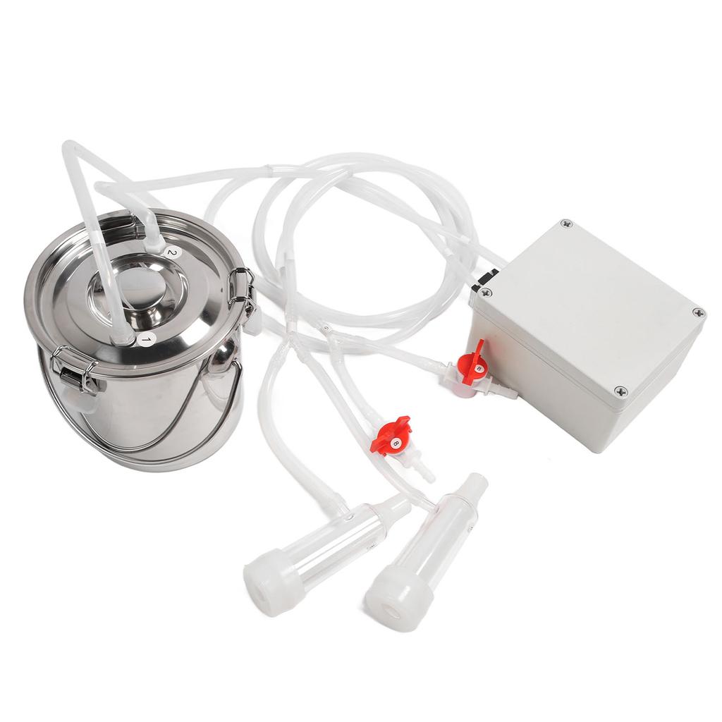 3L Electric Milker Hands Free Stainless Steel Bucket Silicone Cup Tube Portable Impulse Milking Machine 100‑240V EU Plug