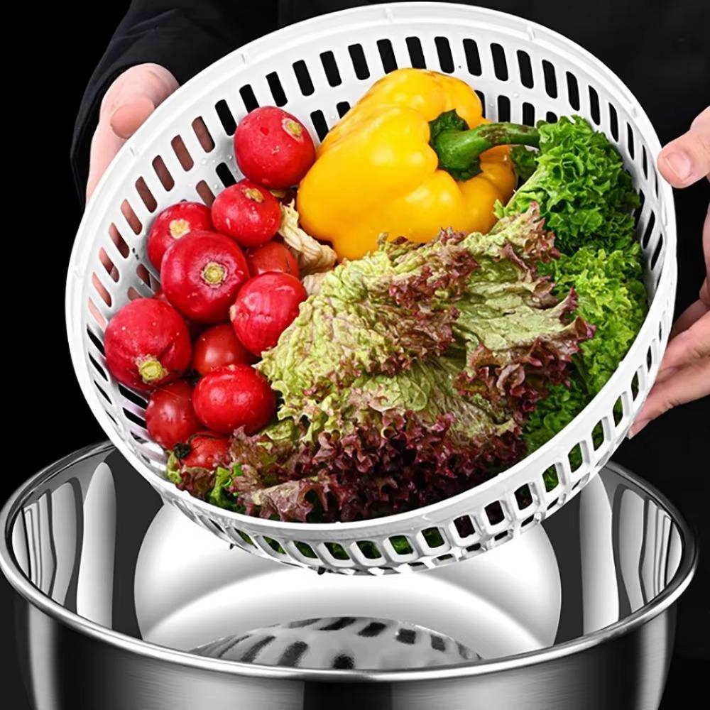 Manual Vegetable Dehydrator Stainless Steel Fruit Washer Salad Spinner Kitchen Accessories