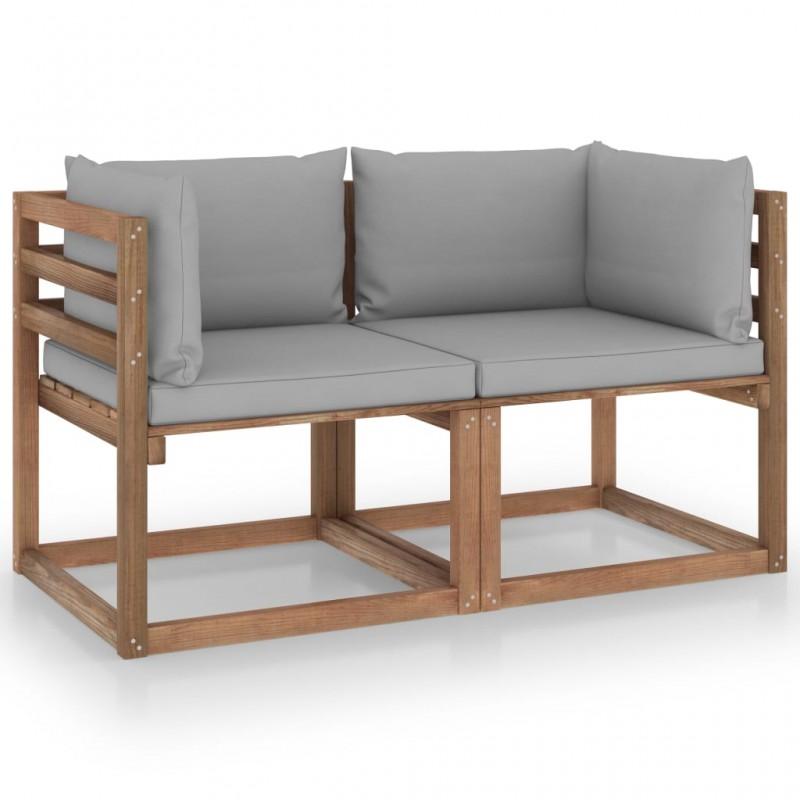 Day and Night - Day and Night 2-seater Pallet Garden Sofa with Gray Cushions