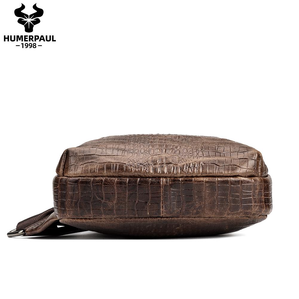 Humerpaul Мужская кожаная нагрудная сумка с крокодиловым принтом, спортивная сумка большой емкости