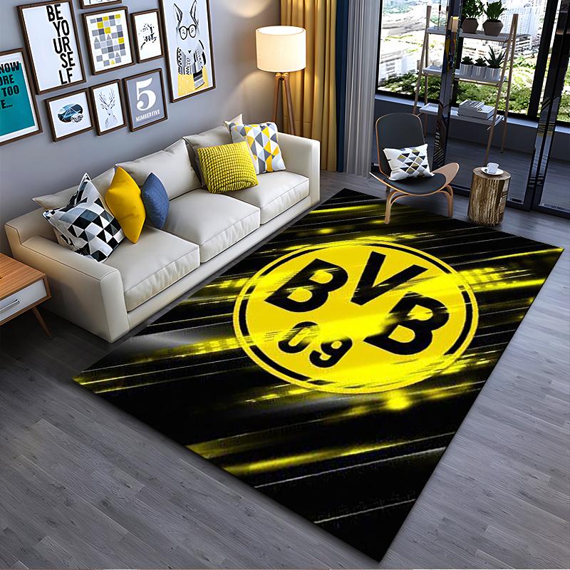 Коврик для футбольного клуба, Боруссия Дортмунд BVB 09, Желто-черный принт с молнией, Декор для болельщика футбола, Нескользящий коврик