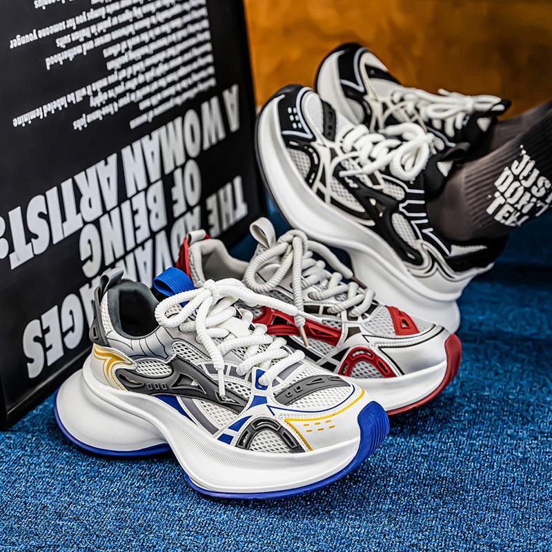 Новая Мода Мужские Четыре Сезона Удобные Ботинки на Толстой Подошве Студенты Мальчики Тренд Мягкая Подошва Дышащие Повседневные Кроссовки для Бега