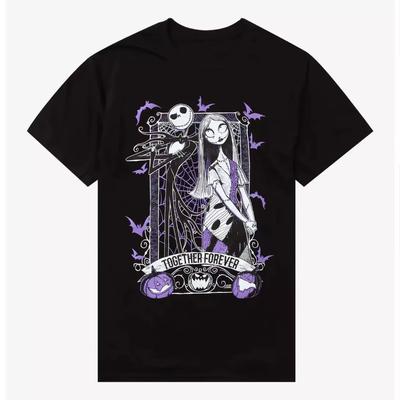 2025 SummerThe Nightmare Before Christmas Jack Sally Together Forever TShirt Tops Unisex Women Cotton Oversize Fashion Tops