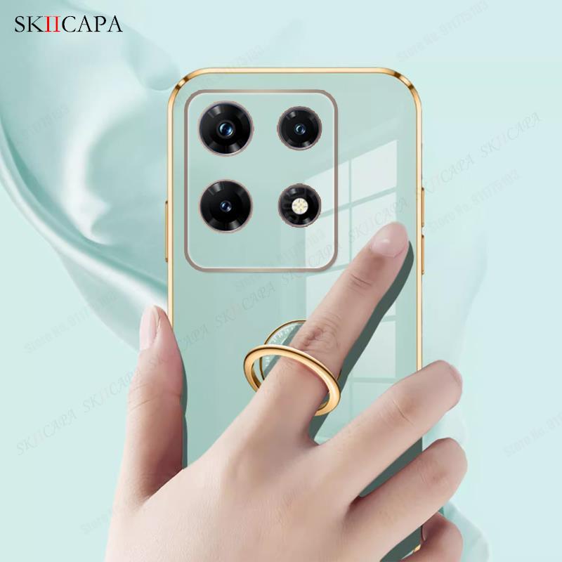 Мягкий силиконовый чехол с гальваническим покрытием для Infinix 30 Pro 5G Note 10 11 Pro, кольцо-держатель для защиты камеры, чехол для телефона с ремешком