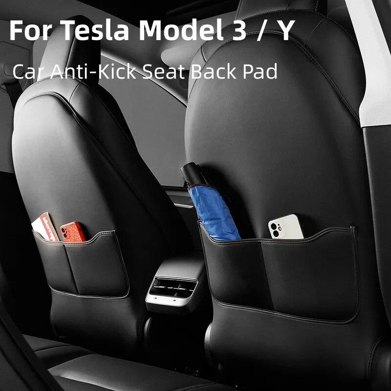 Для модели Tesla 3 года, спинка сиденья автомобиля, защита от ударов, внутренняя защита для детей, антигрязная кожа, аксессуары для укладки