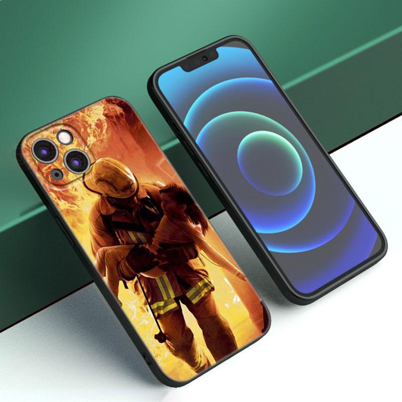 Герои-пожарные Пожарный Чехол для телефона для Apple iPhone 12 13 Mini 11 14 15 Pro Max 7 8 X XR XS SE 2020 2022 Черный силиконовый чехол