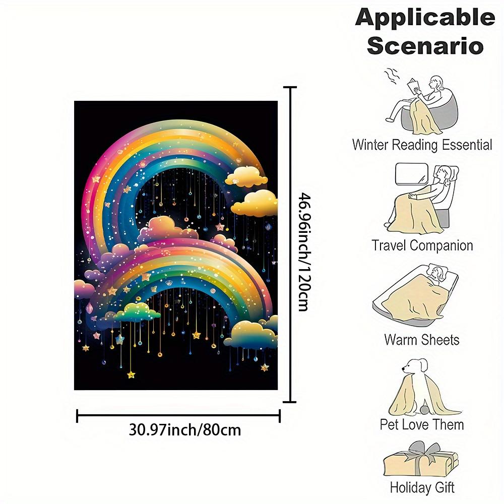 Black Background Pattern Print Colorful Clouds Pattern Print Universal Lunch Break Office Small Cover Blanket Home Blanket Gift