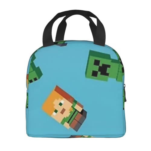 Minecraft Lunch Pack, Reusable Lunch Bag, Compact Lunch Box, Insulated Bag, Fashionable Carrying Bag, Cold Bag, Soft Ice Bag, Tote Bag, Reusable Bag f