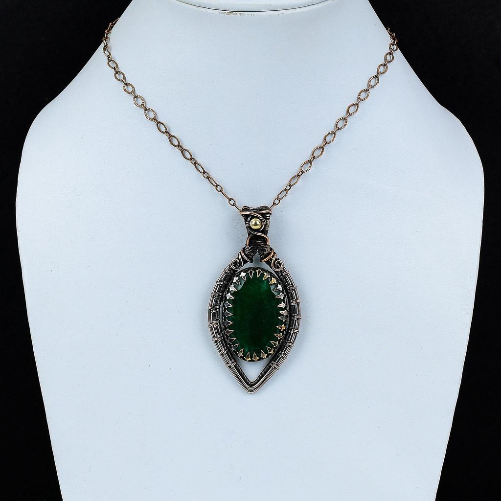 Созданный в лаборатории изумрудный драгоценный камень, чистая медная проволока, обернутая подвеской ручной работы, ювелирный подарок