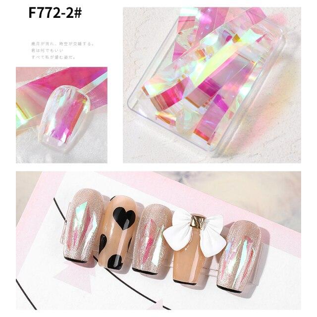 1 Box Aurora Nails Foil Film Sticker Cellophane Paper Korean Nail Glass Foils Trend Design Ice Cube Manicure Nail DIY Decoration