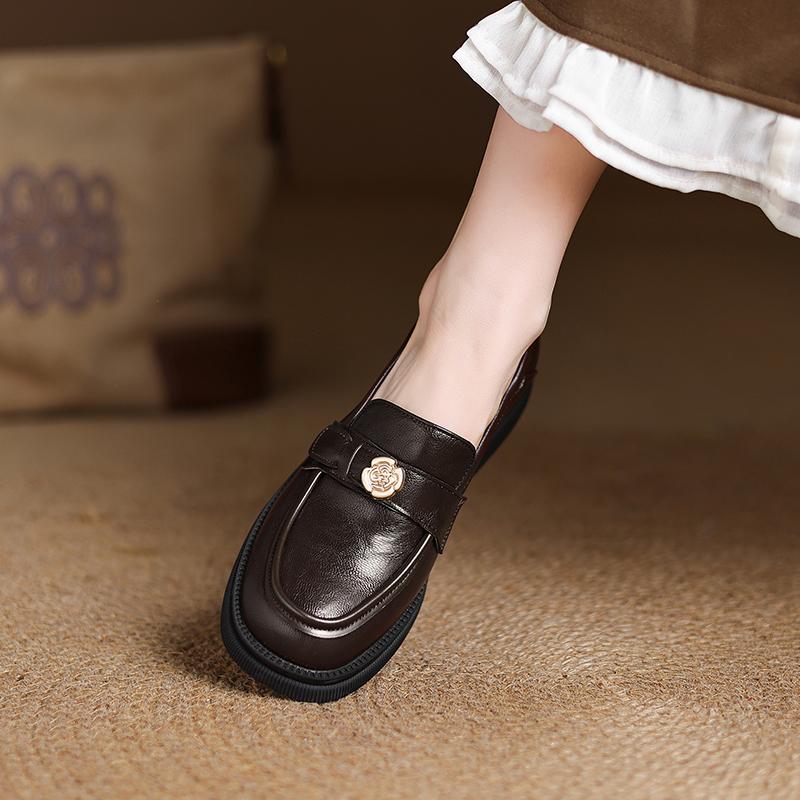 Женские мокасины весна-осень универсальные удобные толстые каблуки низкие повседневные туфли большого размера