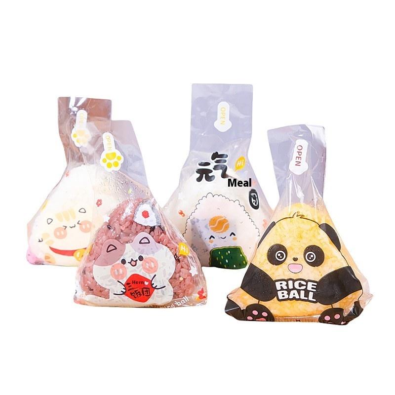 50 шт. обертки для онигири с мультяшным узором, японские треугольные, из морских водорослей, для суши, бенто, одноразовые упаковочные пакеты, форма для приготовления, аксессуар для бенто