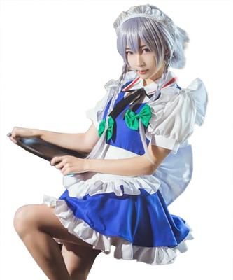[milky time] Косплей-костюм Сакуи Изаёи с париком, Touhou, Koumakyou, Аниме, Хэллоуин, Изаёи (M)