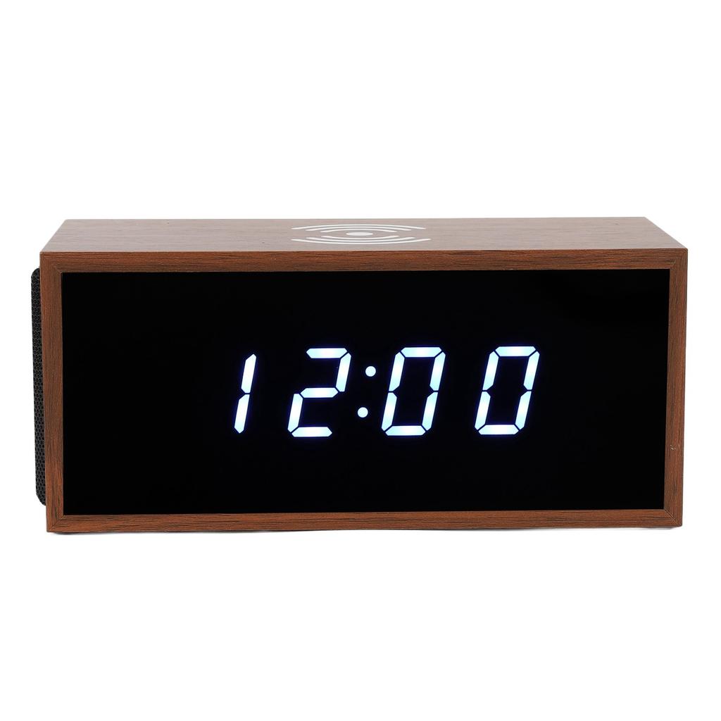 Цифровой будильник с функцией беспроводного зарядного устройства MDF PVC LED Display Коричневый Независимые функциональные клавиши