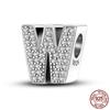 26 A-Z Alphabet Beads 925 Sterling Silver LOVE Letter Charm Fit Original Bangle Charms Bracelet CZ Zircon Bead Jewelry