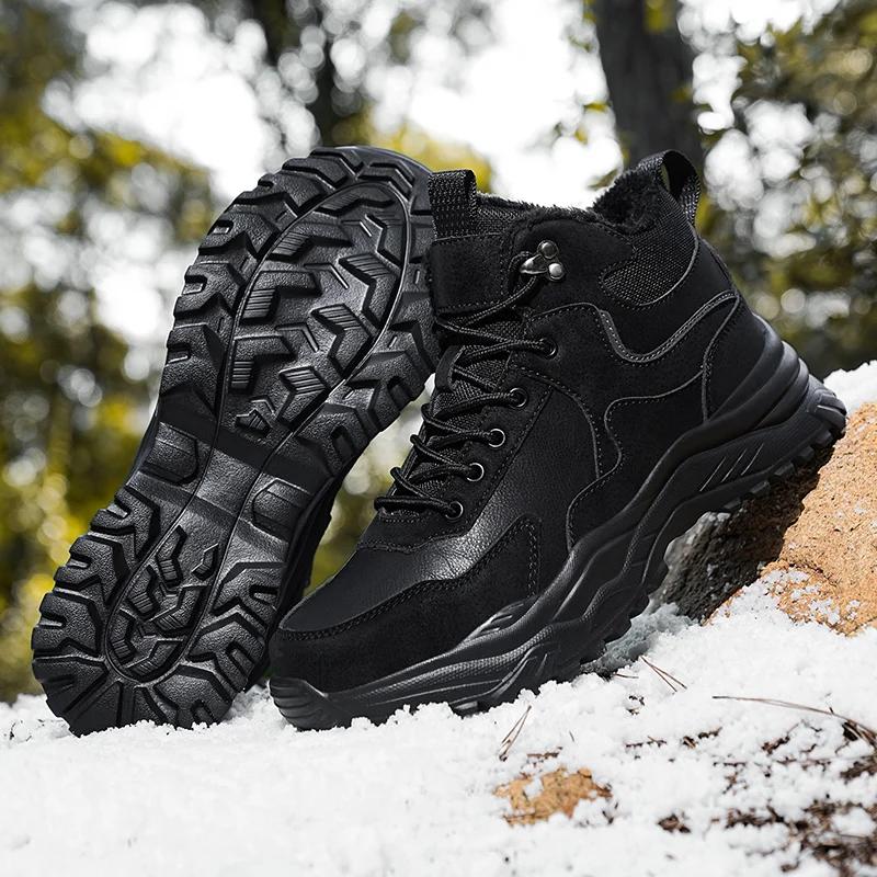 Winter Men's Boots 2024 Hiking Shoes For Men Warm Plush Snow Boots Outdoor Sport Cross Country Men Sneakers