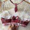 Cute Hollow Bra Plaid Miniskirt Roleplay Student Uniform Temptation Women Cosplay Schoolgirl Costumes Couples Sexy Home Clothing