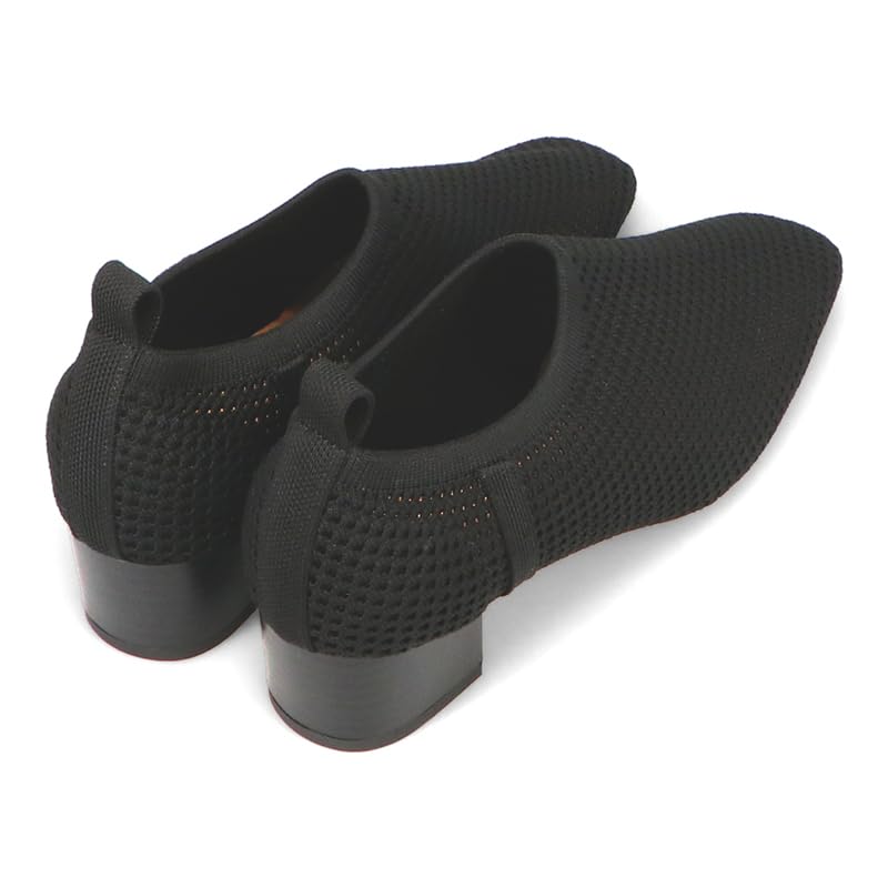 Oriental Traffic 52117 см см Женские туфли-лодочки, на каблуке, вязаные, эластичные, мягкие, ЧЕРНЫЕ, 23.0 - 23.5