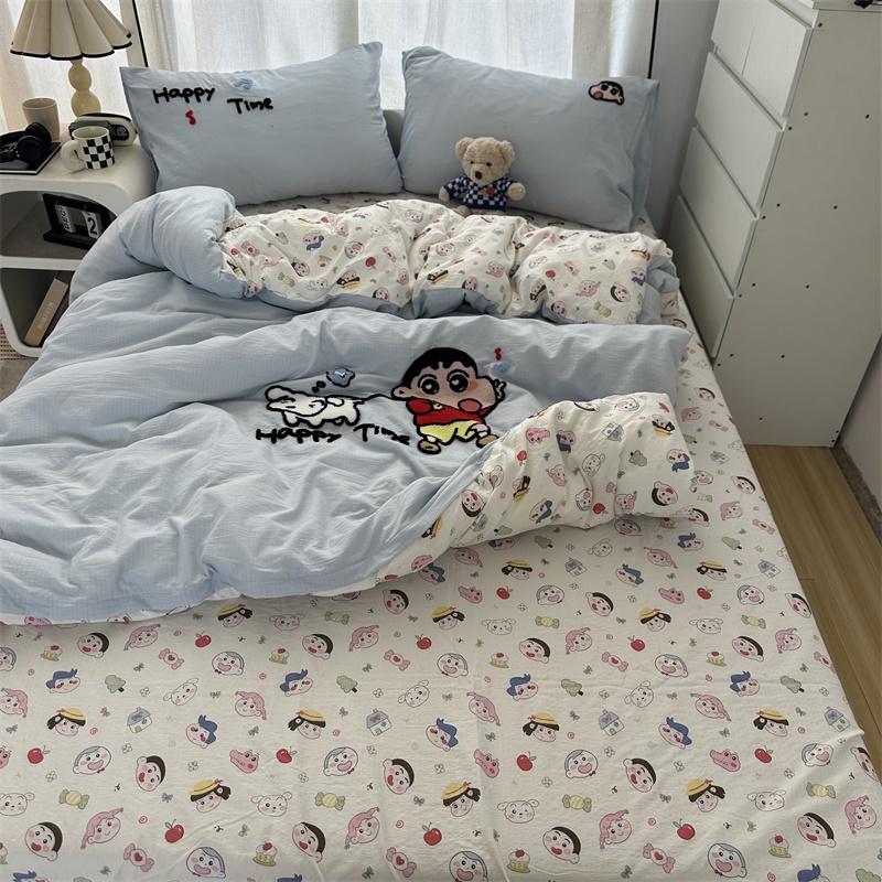 Cartoon Girl Cute Light Blue Towel Embroidered Crayon Xiaoxin, Apartment, Quilt Cover Sheet 1.8