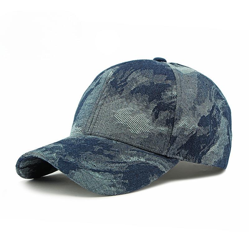 Vintage Washed Denim Baseball Cap Women Ethnic Jacquard Hard Top Hat Retro Sun Protection Peaked Cap Outdoor Casual Hat