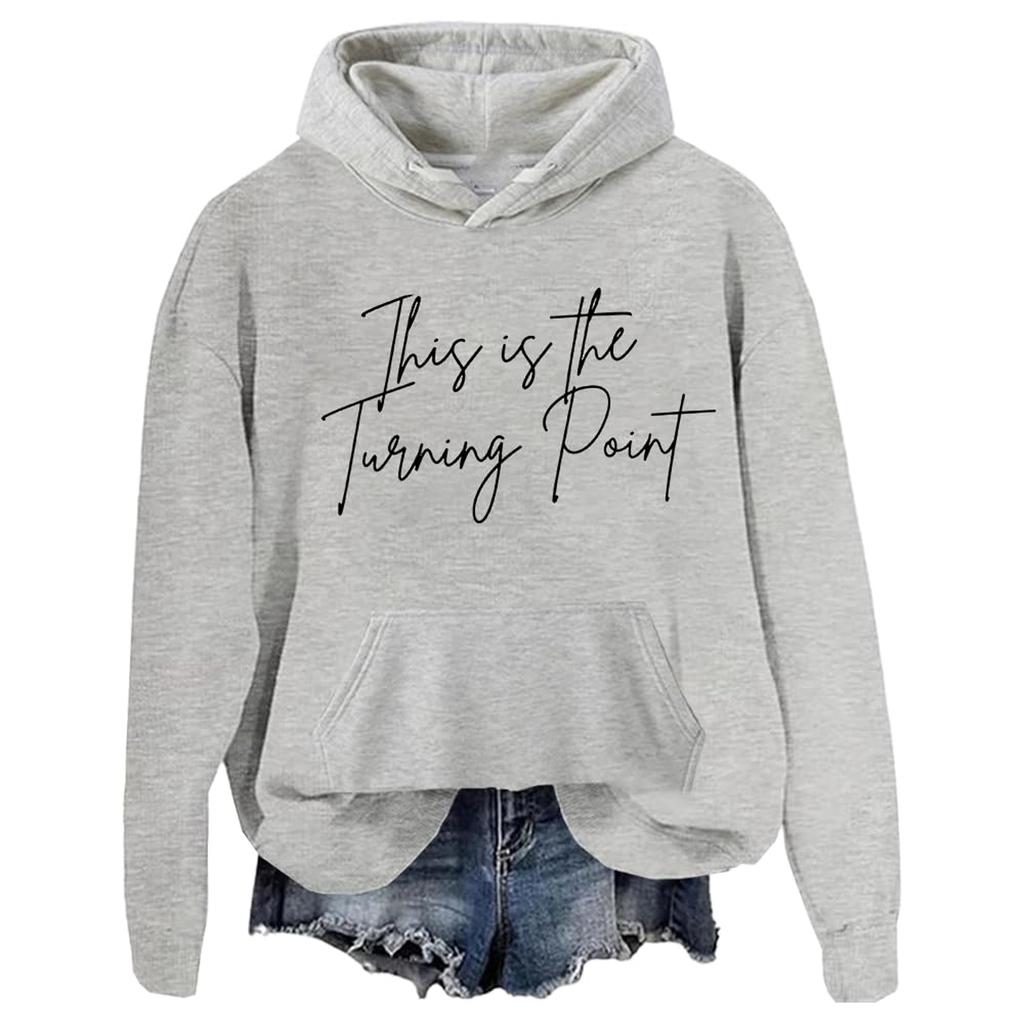 Ladies Fashion Casual Long Sleeve Printed Round Neck Hoodie Pullover Top