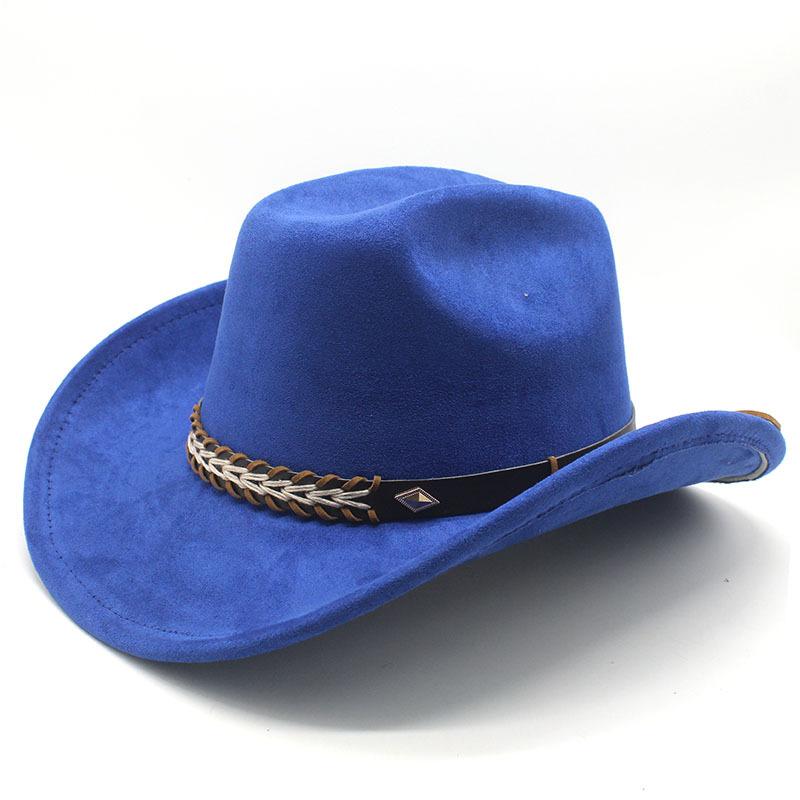 Suede Jazz Top Hat Women'S Brim Suede One-Word Top Men'S Ladies Cowboy Hat Felt Hat