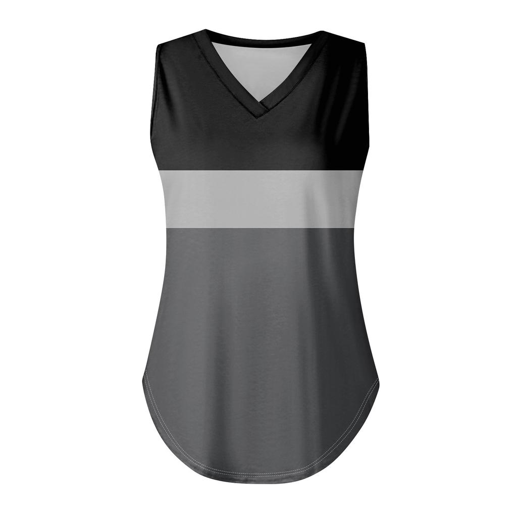 Женская майка с V-образным вырезом и принтом, повседневная майка, свободный крой, топы без рукавов, струящиеся