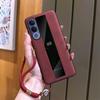 Чехол для телефона VIVO V70 FE из кожи ягненка, противоударный, ретро-стиль, с ремешком на руку - Матовый чехол в деловом стиле