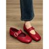 Lambskin New Red Leather Shoes Mary Jane Shoes Women's Popular Soft-soled Temperament French Shallow Mouth Flat-soled Single Shoes