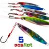 Fishing Lure Metal Lead Jigging Lure Artificial Laser Jig Sinking Baits with Circle Hooks