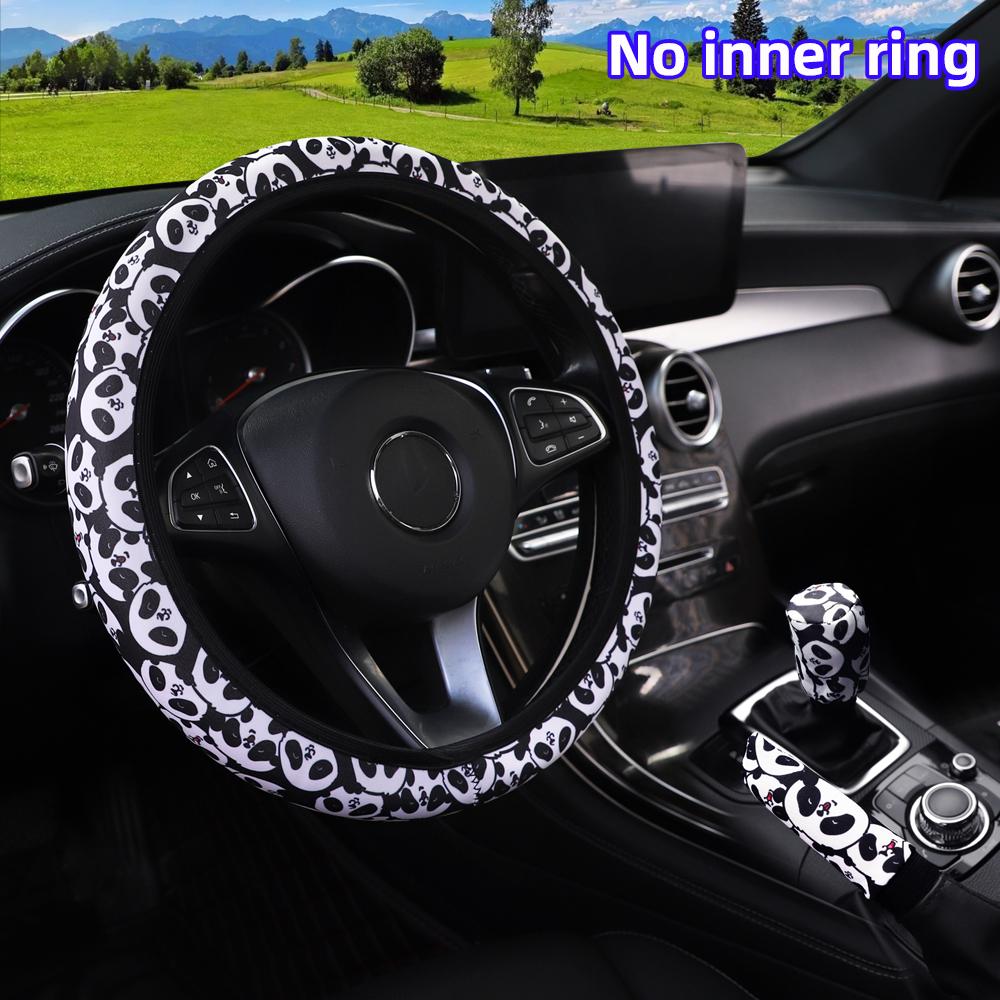 3 шт. Тканевый чехол на руль с рисунком «шахматная клетка», «цветок», «паутина», для автомобиля, без внутреннего кольца, чехол на ручник, накладка на ручку