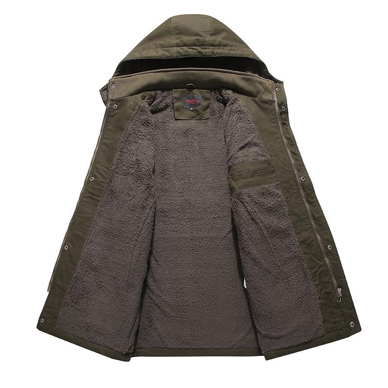 Medium and Long Washed Cotton-padded Men's Hooded Thickened Plus Size Casual Cotton-padded Men's Jacket