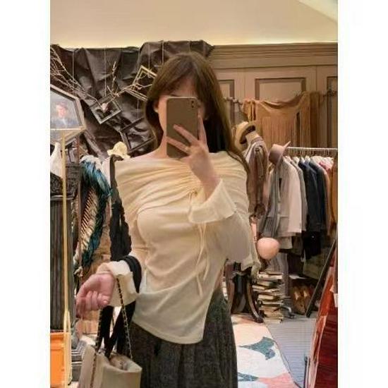 Женский топ с одним плечом, нерегулярной завязкой, длинным рукавом, облегающего кроя, для защиты от солнца