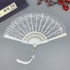 Yousheng Folding Fan Fine Workmanship Plastic Fan Bone Floral Pattern Dancing Performance Folding Hand Lace Fan Home Supply