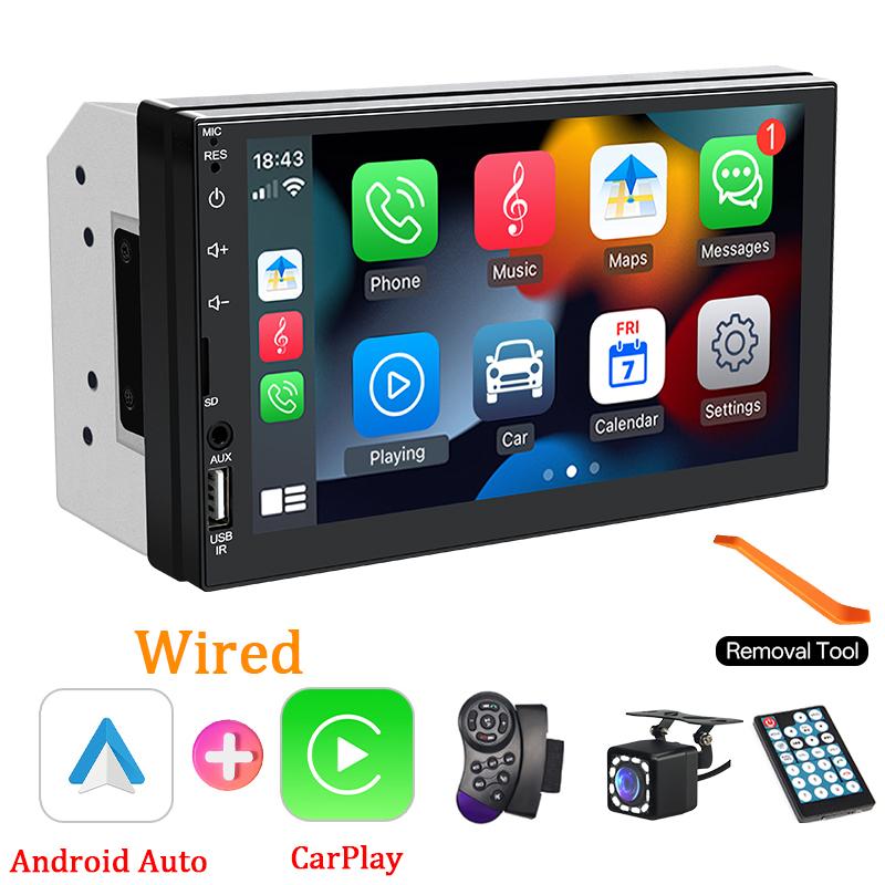 Автомагнитола Hippcron 2Din CarPlay Android Auto 7-дюймовый сенсорный экран Мультимедийный стерео для автомобиля MP5 Плеер с FM AUX BT U-диск TF