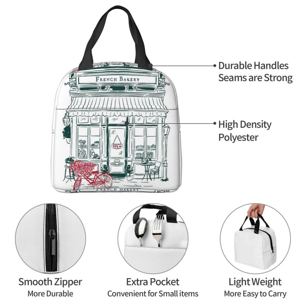 French Bakery Insulated Lunch Bag for Kids School Cooler Thermal Food Box Tote Portable Lunch Boxes Container