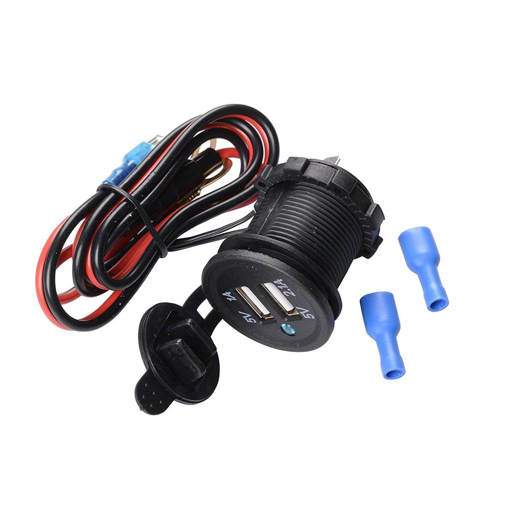 Двойная USB-розетка для зарядного устройства 12 В 1 А и 2,1 А для мобильного GPS-зарядного устройства автомобиля лодки морского фургона скрытого монтажа (С проводом)