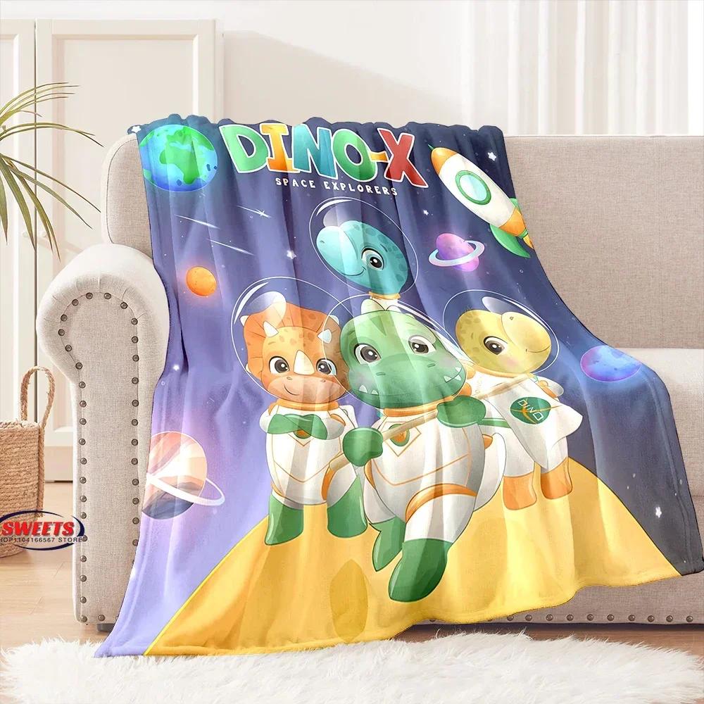 Dinosaur Print Flannel Throw Blanket Soft Warm Bed Cover for Bedroom Sofa Picnic Outdoor Leisure Nap Trip Gift