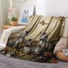 1PC Retro pastoral style Print FlAannel Blanket, High quality Comfortable for All Seasons, Home Decor, Warmth and Comfort