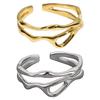 Современные геометрические кольца Регулируемые открытые кольца Стильные изогнутые кольца с двойной линией Модный аксессуар Заявление Украшение