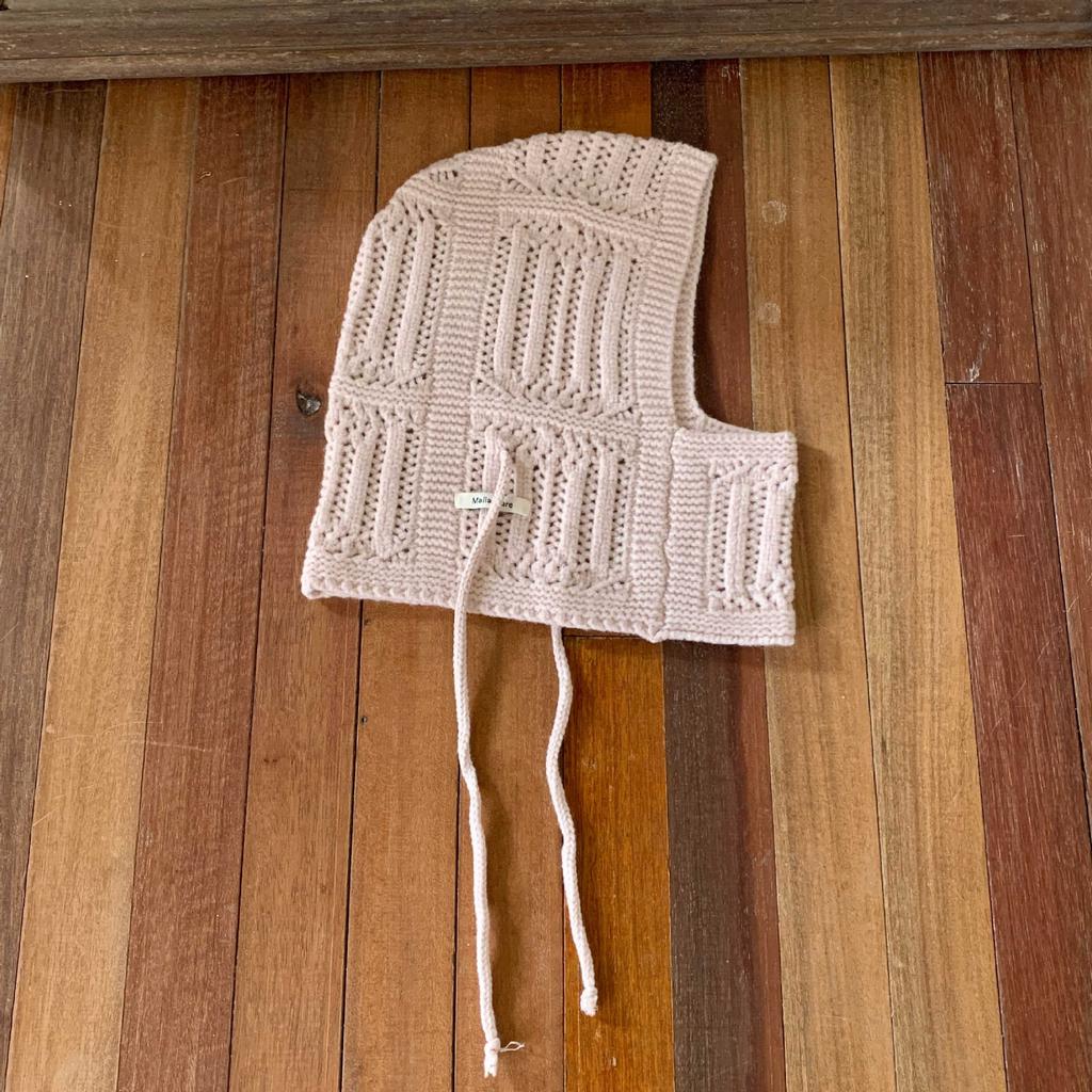 Hollow drawstring balaclava hat hooded scarf integrated knitted hat winter warm wool hat thickened