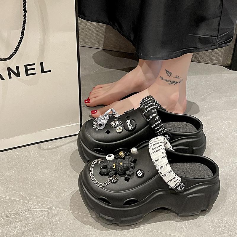 Лето 2024 года, женские модные нескользящие пляжные полутапочки с увеличенным голенищем