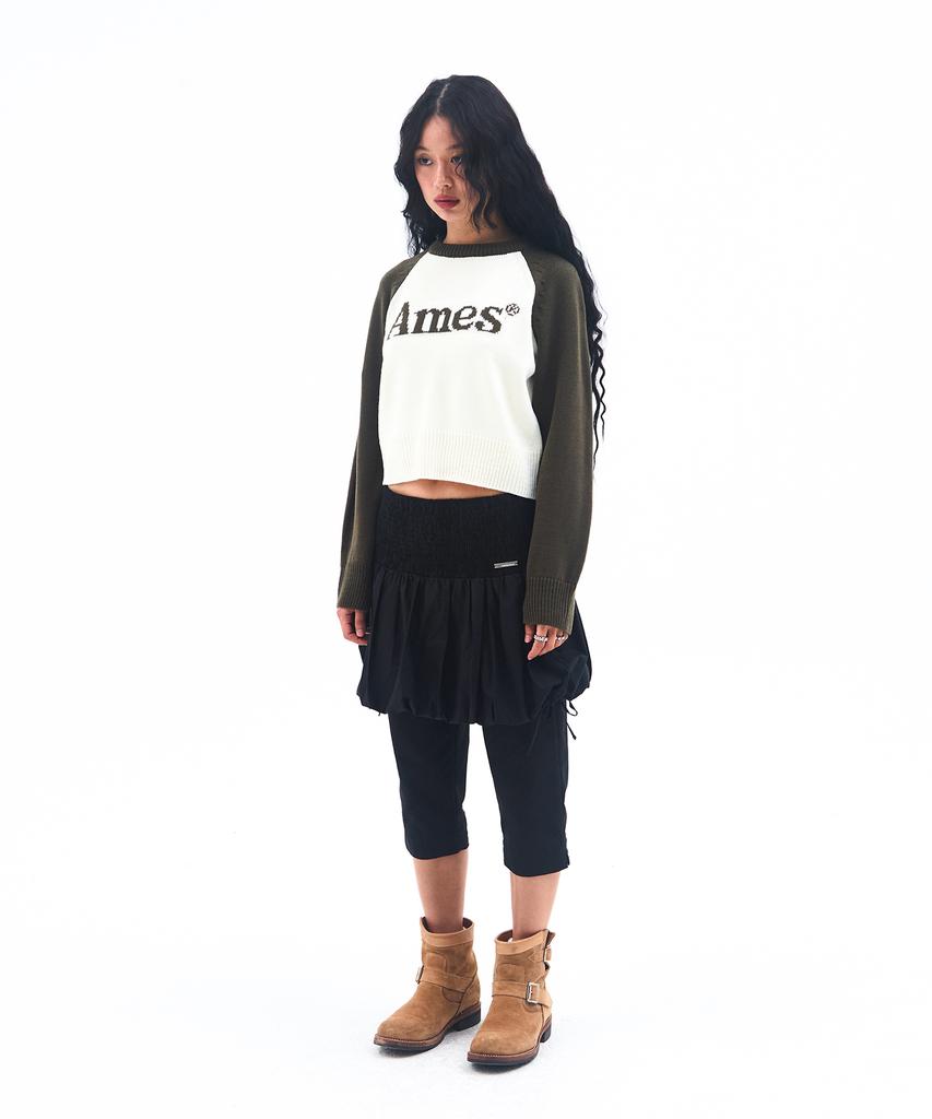 AMES-WORLDWIDE Basic Raglan Pullover Knit Khaki