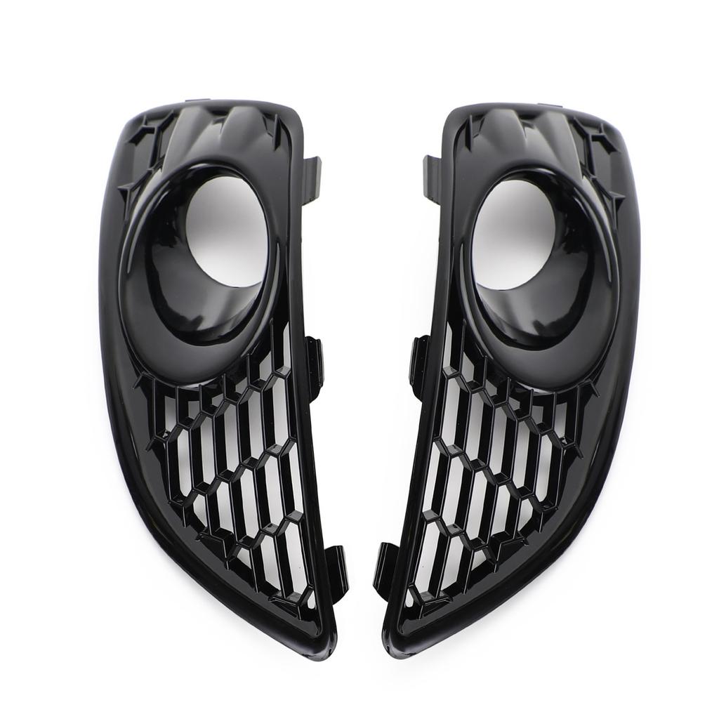 Areyourshop Pair Grille Gloss Black Front Fog Light Lamp Cover Fit Ford Fiesta 2013-2017
